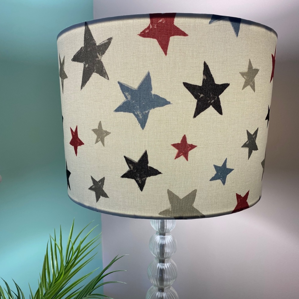 Superstars Graphite Star Lampshade - Red Blue and Grey 
