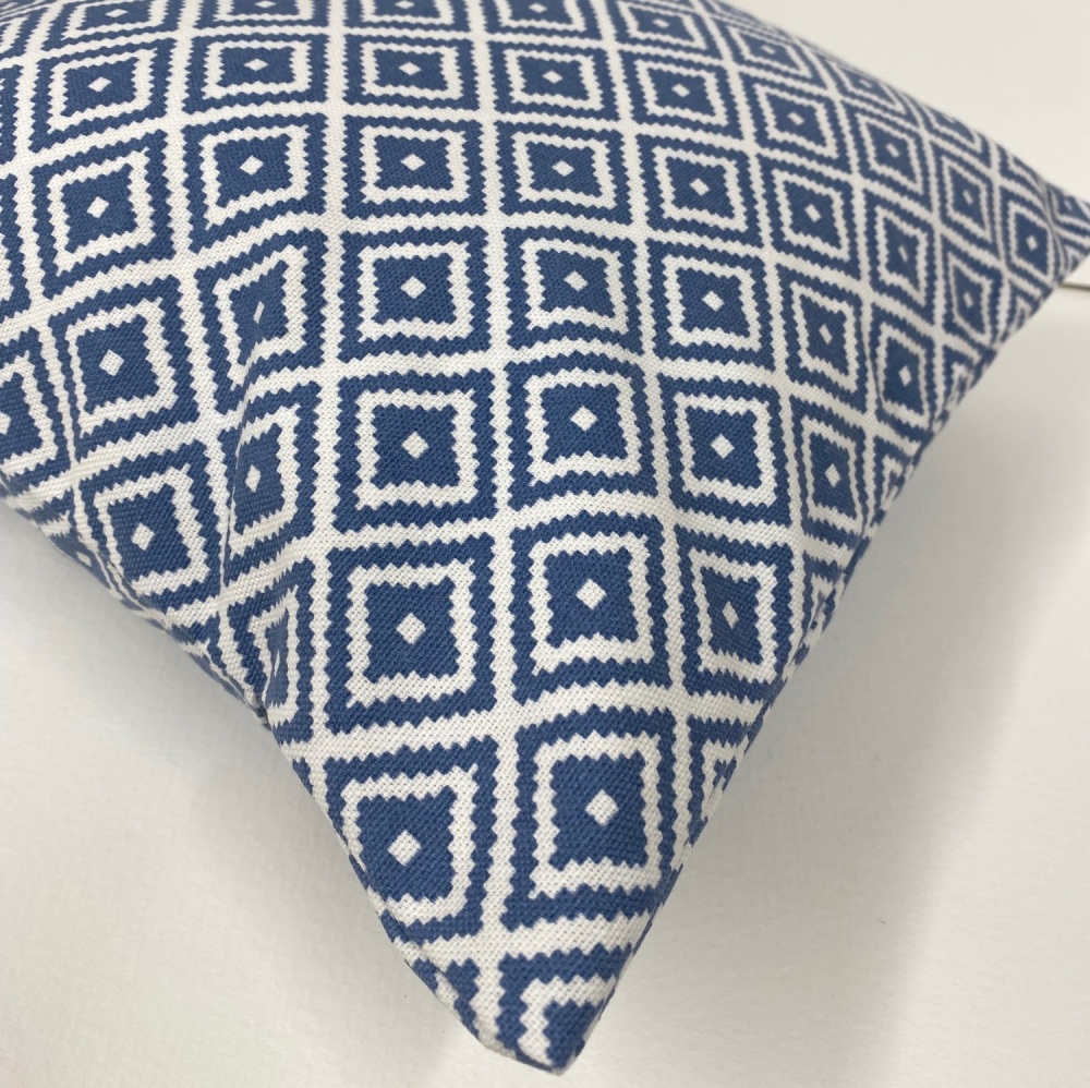 Blue geometric Kiki denim cushion