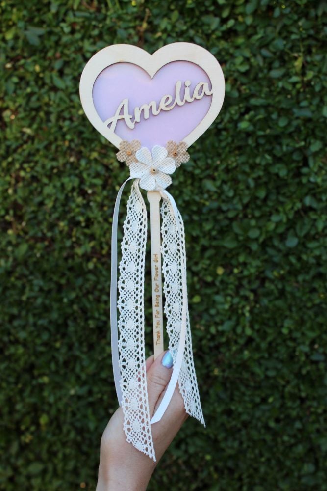 Heart Shaped Flower Girl Wand