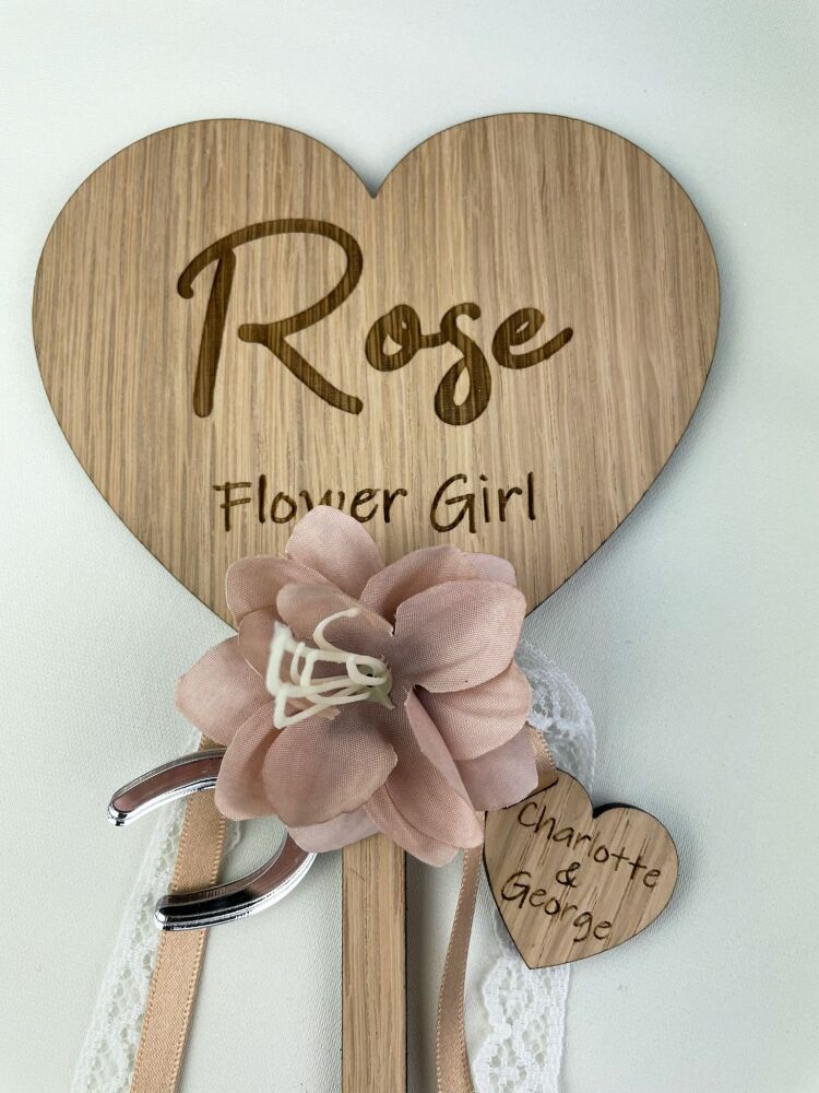 Flower Girl Wand Nude Lily Ribbon