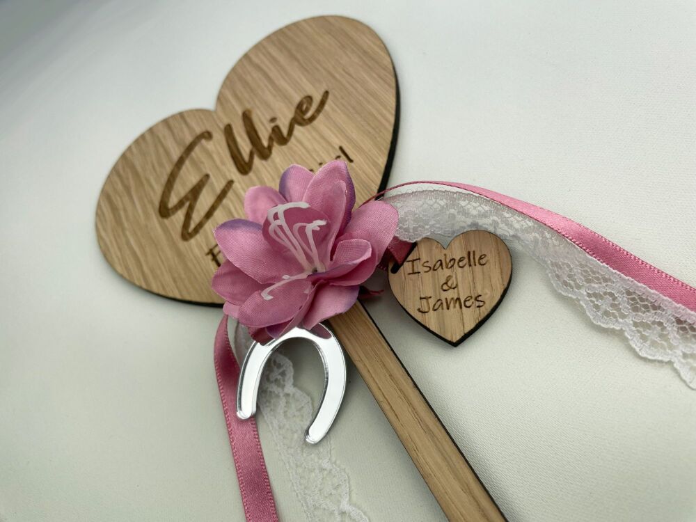 Dusky Pink Flower Girl Wand