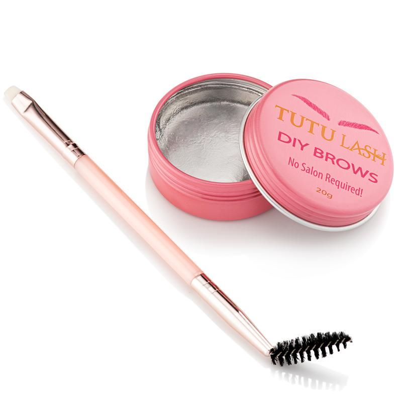 NEW FORMULA BROW GEL/WAX WITH BRUSH - easy to use daily lamination for brows Brow Gel Wax 20g (no water required) & double ended brush