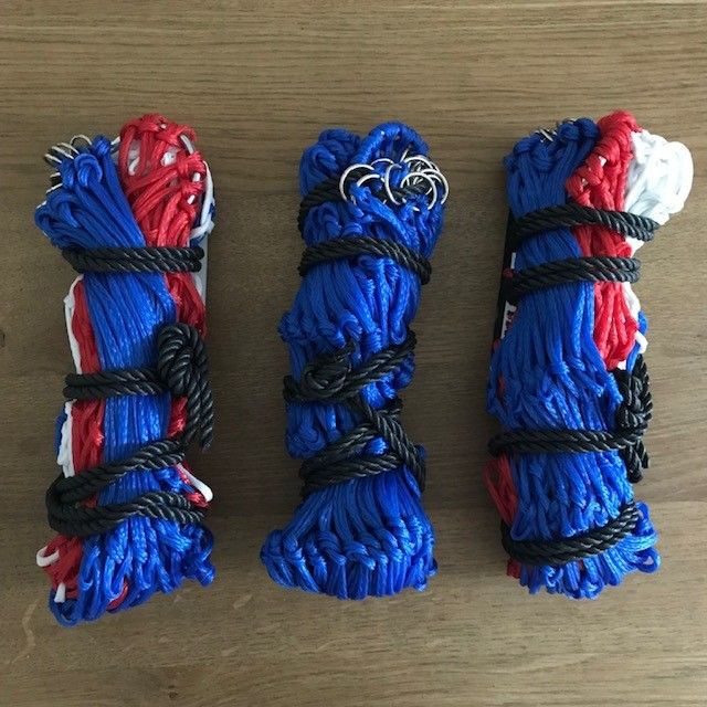 Haynets: pack of three (2 red/ white/ blue & 1 plain blue) 