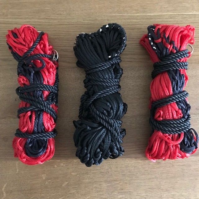 Haynets: pack of three (2 red and black & 1 plain black)