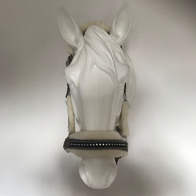 Fluffy Diamante Headcollar, Sand (Small Pony to Full)
