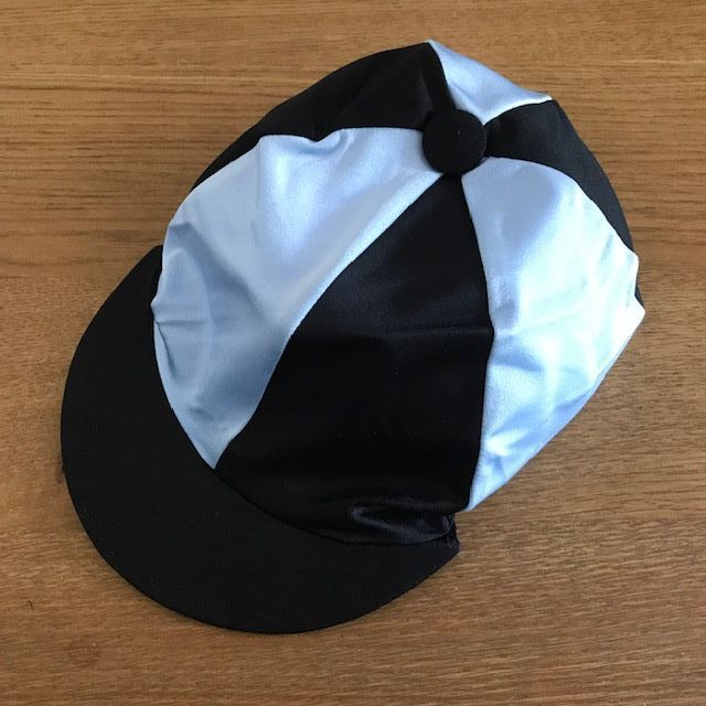 Riding Hat Silk, Black and Sky Blue