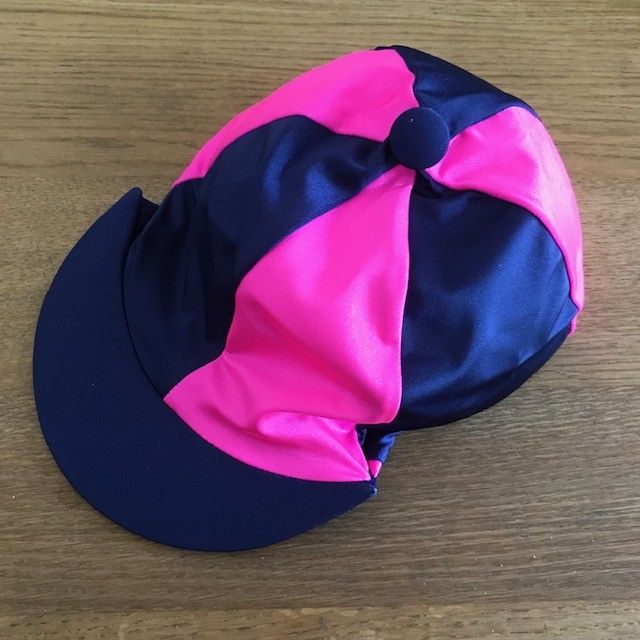 Riding Hat Silk, Navy and Hot Pink