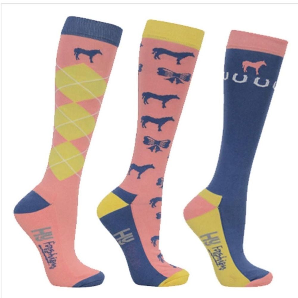 Horse Print Socks, Pack of 3, Adult (Size 4-8) 
