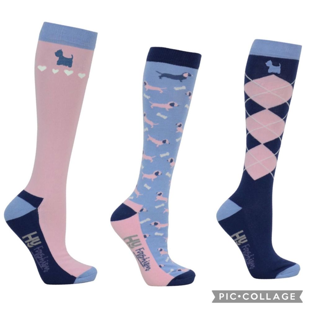 Dog Print Socks, Pack of 3, Adult (Size 4-8) 