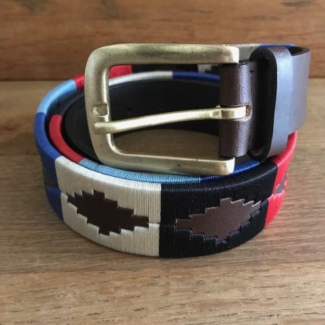 Polo Belt, Leather, Red/ Blue/ Beige/ Black, 80-100cm