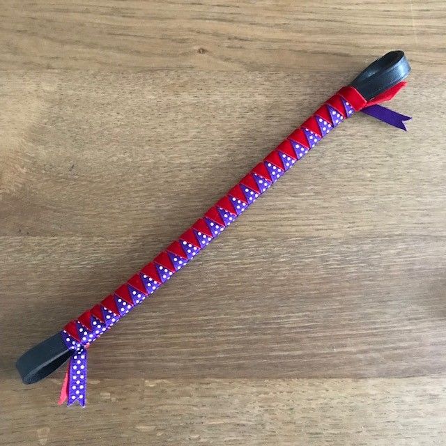 Browband,  Velvet, Pony Size, Red and Purple (with White Dots)