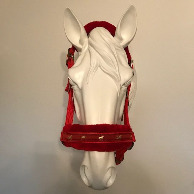 Fluffy Headcollar, Red (Pony to Full)