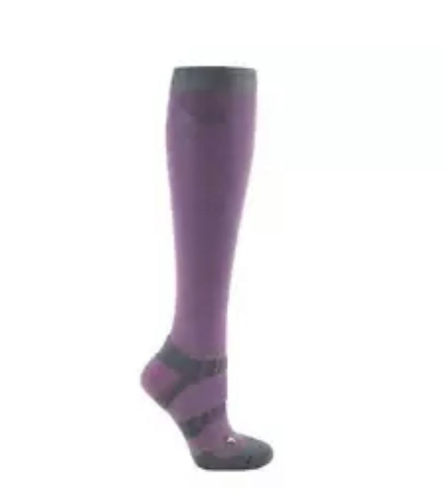 Woof Wear, Long Bamboo Waffle Riding Socks,  Medium (UK 6-8.5), Lilac and Grey, 2 Pairs