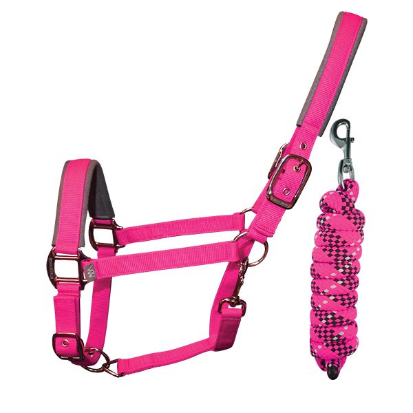 Woof Wear, Contour Headcollar and Lead Rope, Berry, Cob