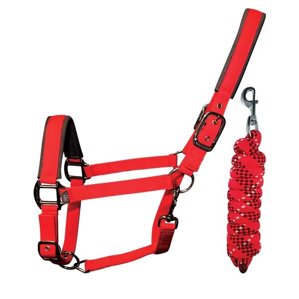 Woof Wear, Contour Headcollar and Lead Rope, Royal Red, Cob