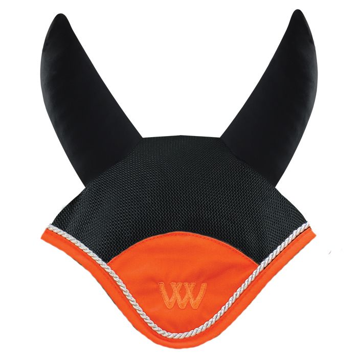 Woof Wear, Ergonomic Fly Veil, Large, Black/ Orange