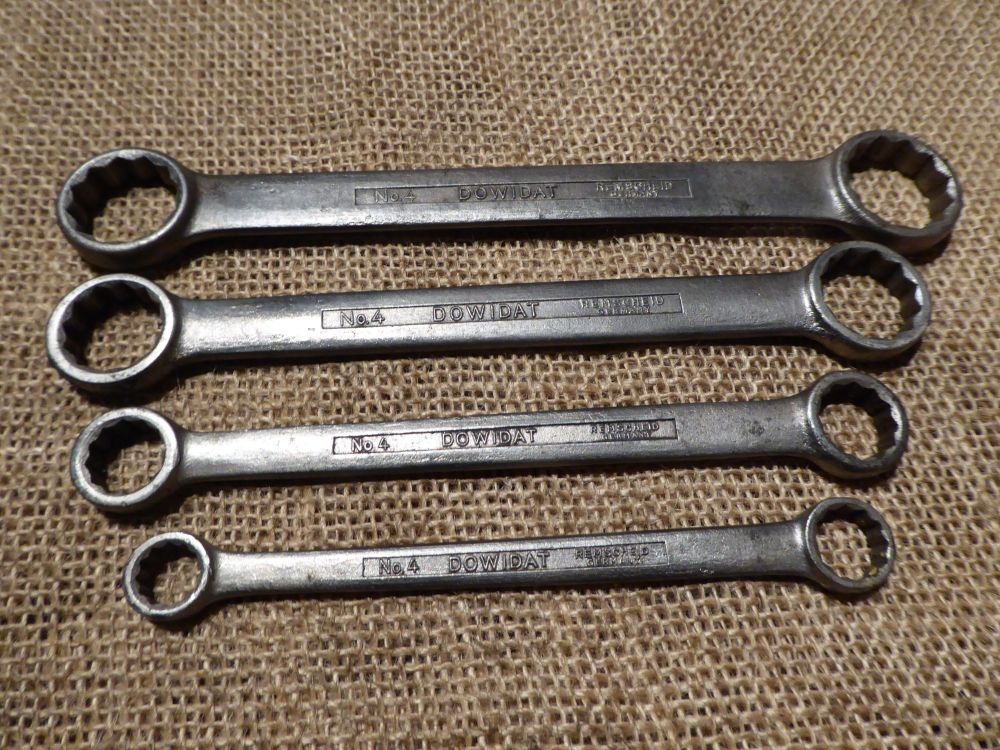 Set Of 4 Dowidat No.4 Flat Ring Spanners - 3/16" BSF To 1/2" BSF
