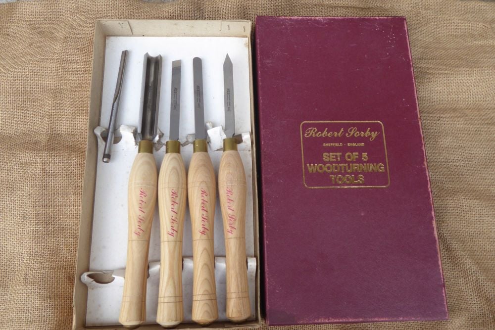 Robert Sorby Set Of 5 Woodturning Tools - 1 Missing Handle! 