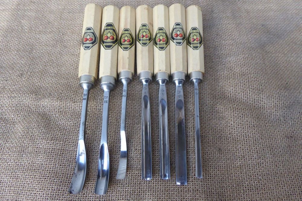 7 x Two Cherries Brand Wood Carving Tools