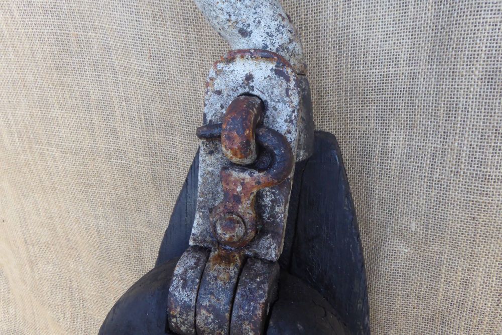 Extremely Large Heavy Antique Ships Pulley Block & Hook - Restoration