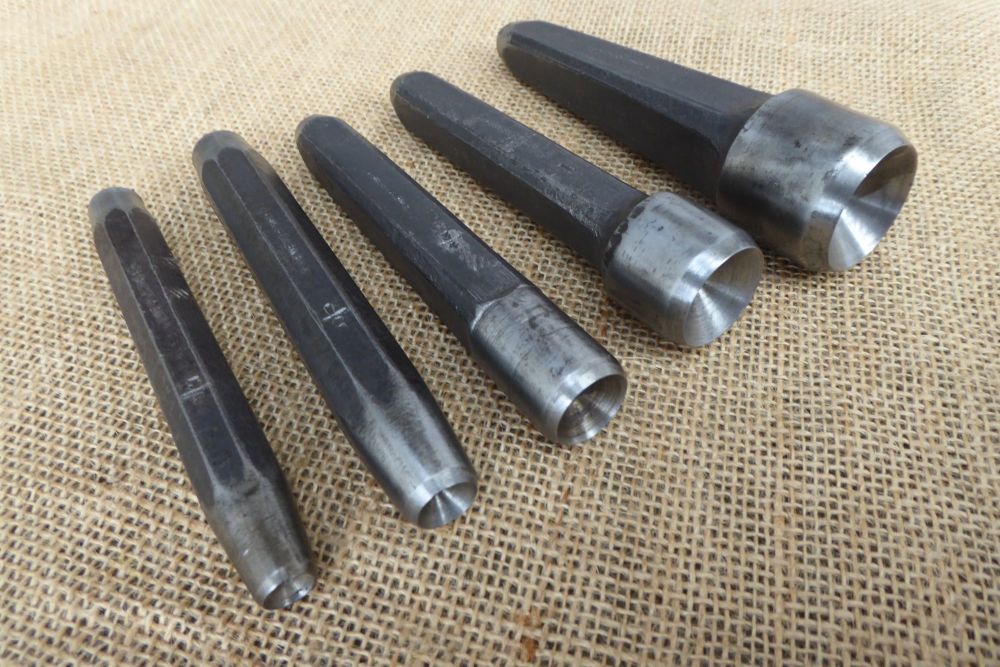 Set Of 5 Newey & Sons Blacksmith / Tinsmith Domed Rivet Setting Tools