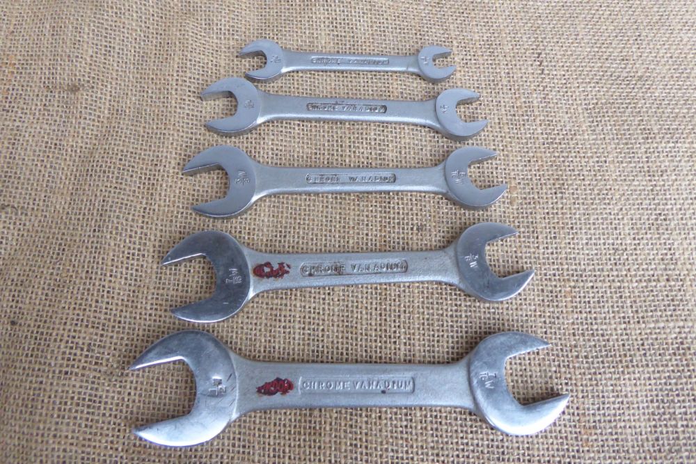 Set Of 5 Gordon Tools Whitworth Open Ended Spanners