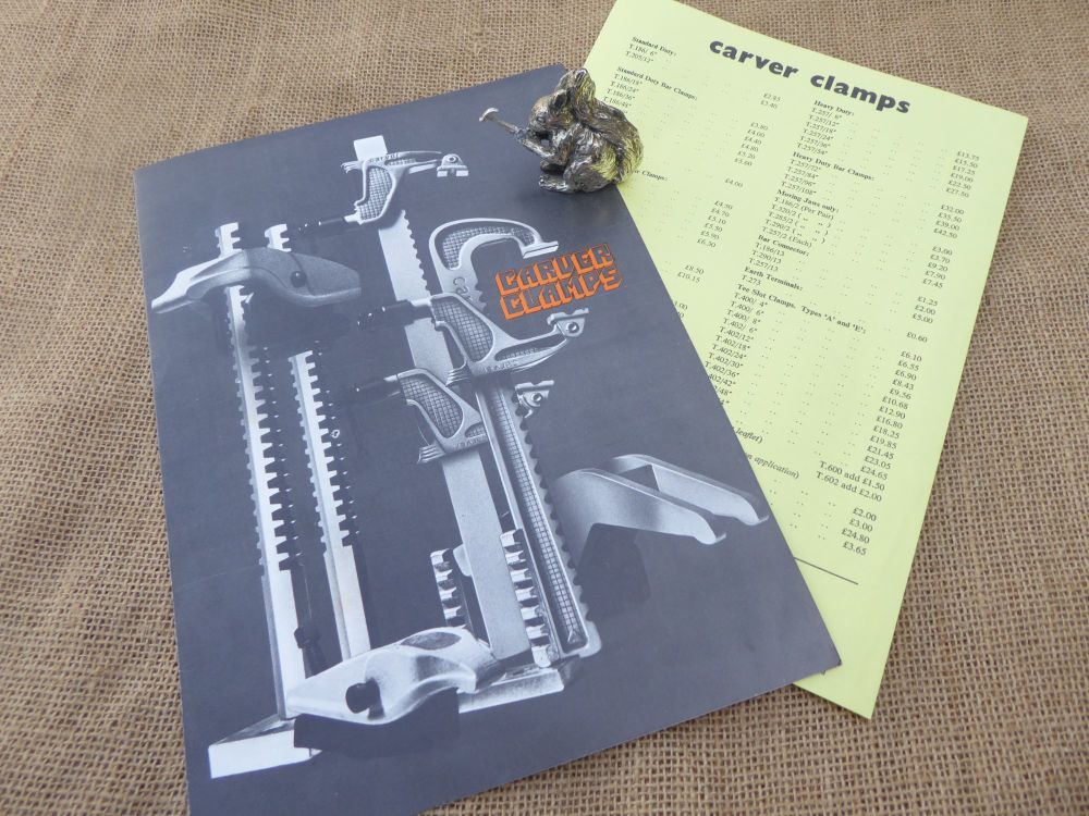 Carver Clamps Brochure 1972 / 3 With Price List