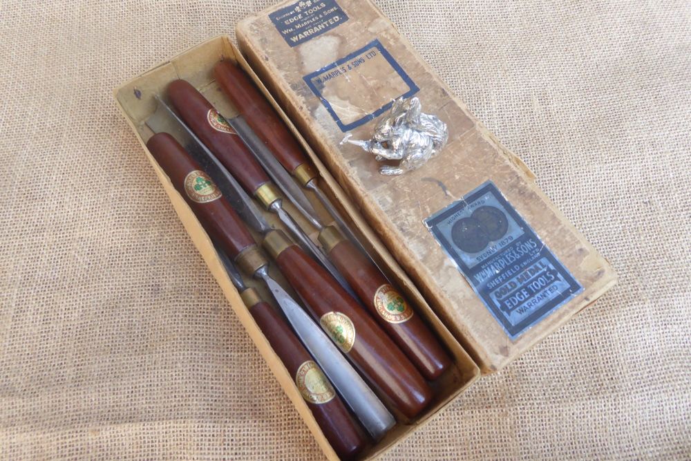 Set Of 6 Marples & Sons Carving Tools - Boxed