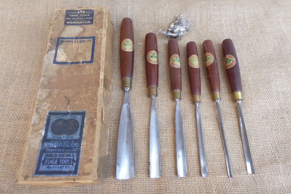 Set Of 6 Marples & Sons Carving Tools - Boxed