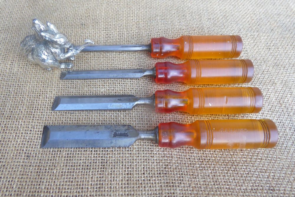 Set Of 4 I Sorby Split Proof Round Handle Bevel Edged Chisels