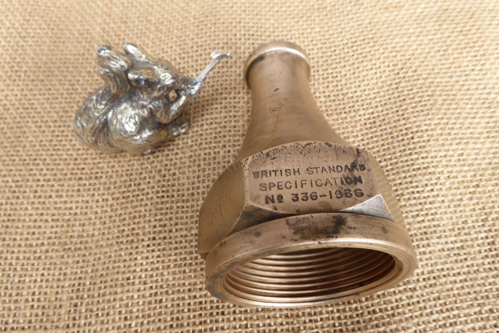 Vintage Brass Fire Hose Nozzle - British Standards Specification No. 336 - 
