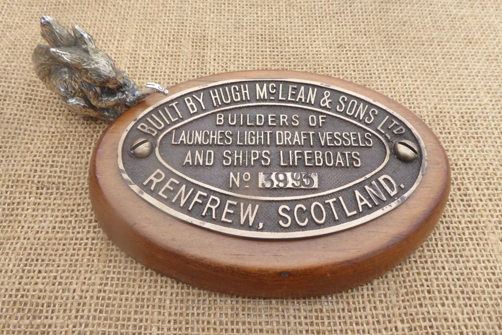 Hugh McClean & Sons Ltd Boat Builders Brass Plaque