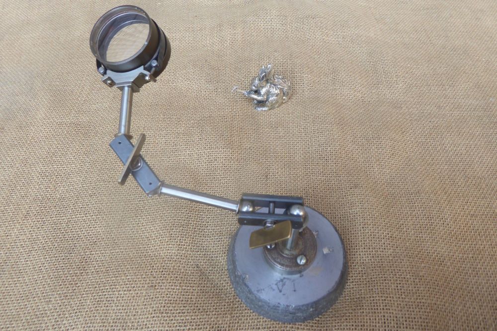 Vintage Engineer Made Desk Magnifier & Stand