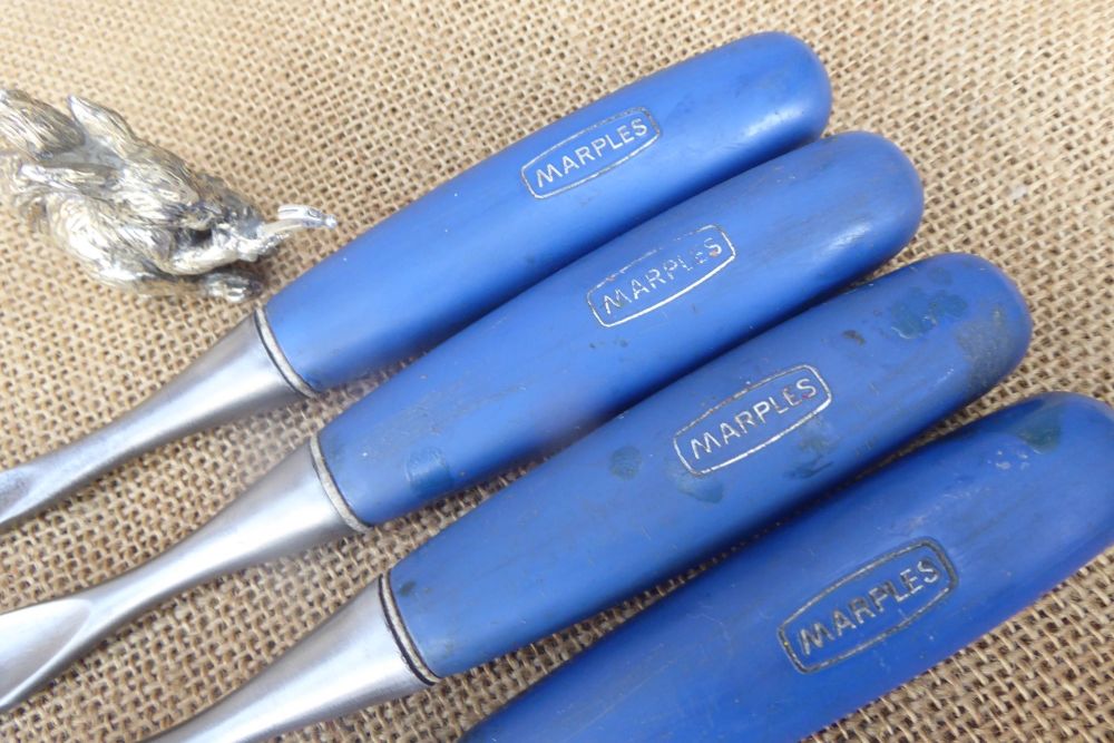Set Of 4 Marples Blue Chip Carving Gouges' / Tools
