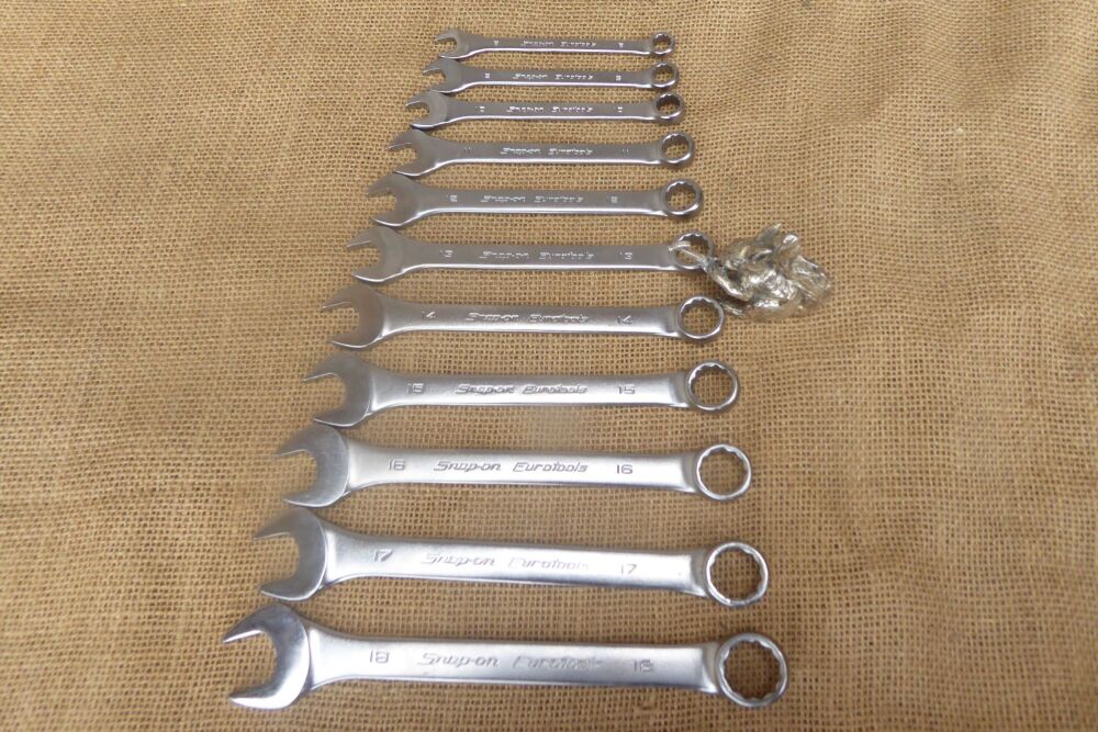 Set Of 11 Snap On ECXM Eurotools Metric Combination Spanners - 8mm - 18mm