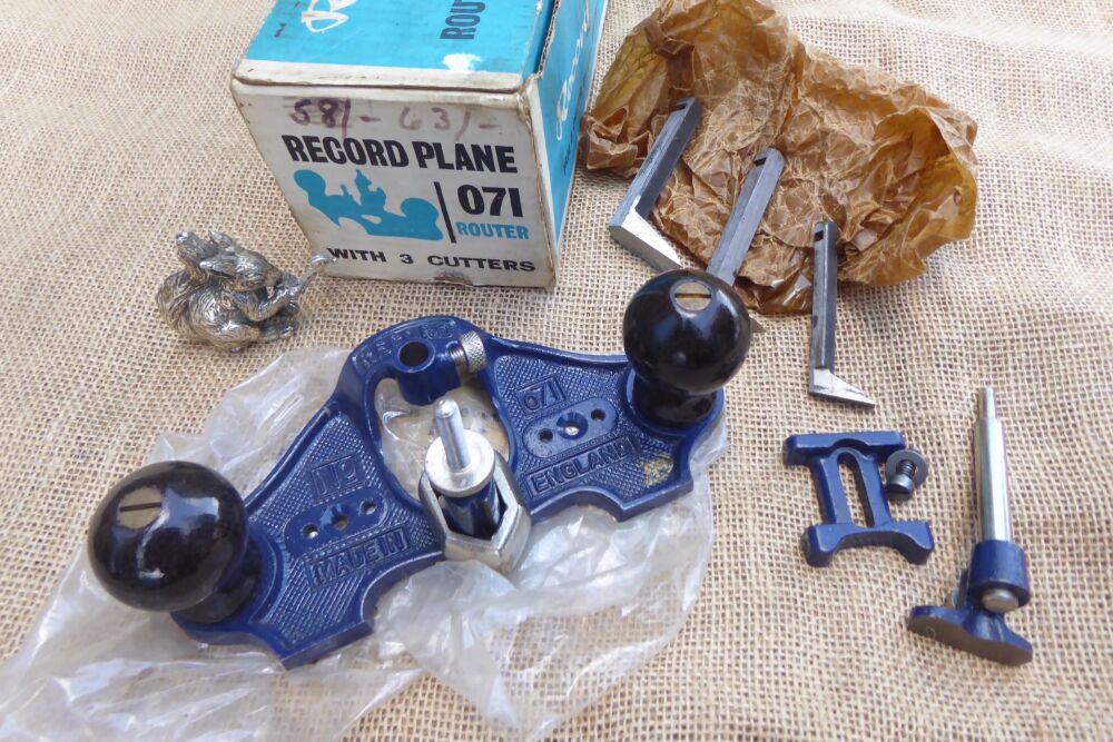 Boxed Record No.071 Router Plane With Depth Stop, Guide Etc & 3 Irons