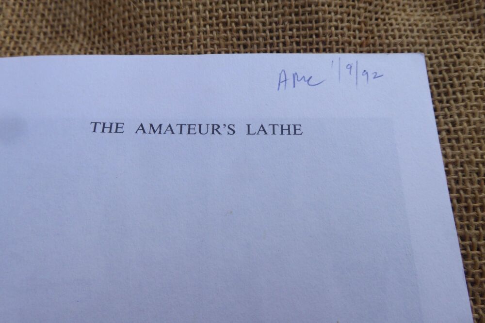 The Amateur's Lathe By L.H.Sparey - Paperback