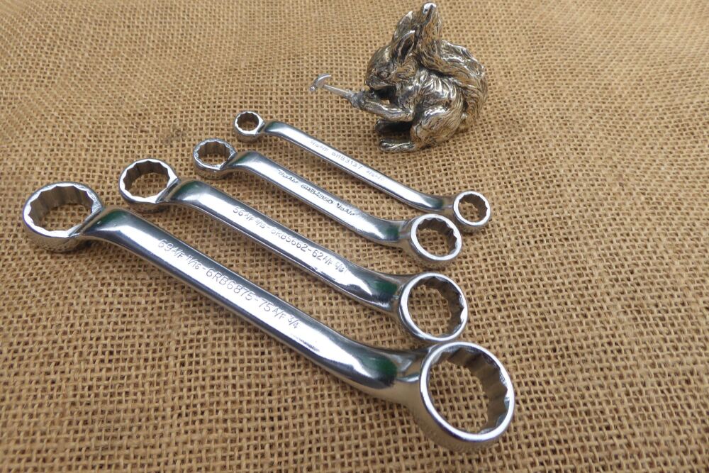 4 x Vintage Britool Ring Spanners 6RB Series From 5/16" - 3/4" A/F