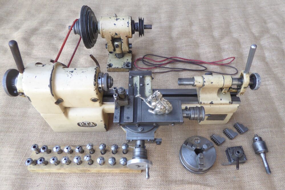 Pultra Watch / Clock Makers' Lathe - 1750 - With Collets