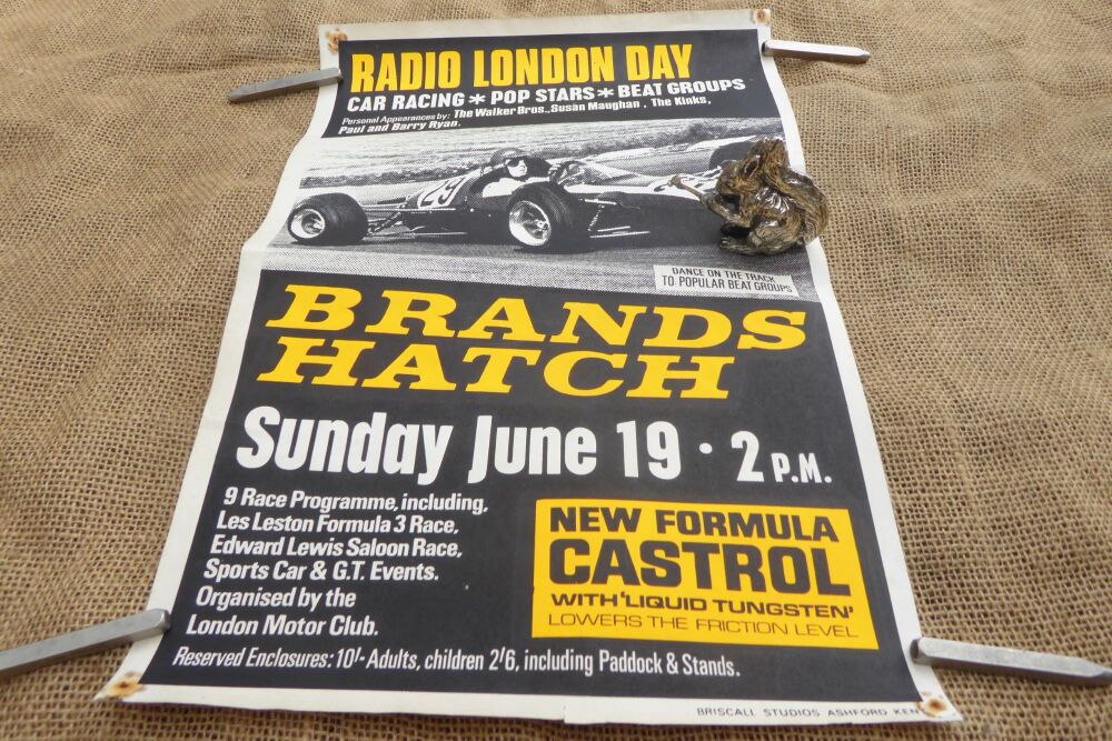 Rare Original Brands Hatch Poster - Radio London Day - June 19th 1966