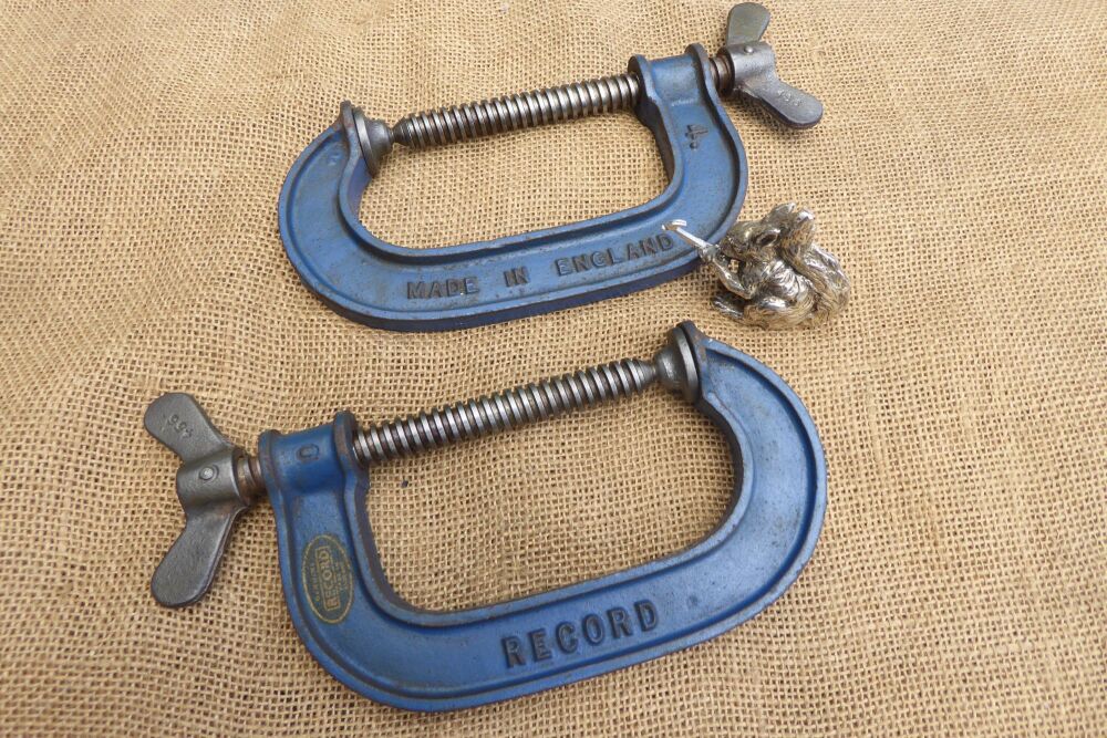 Pair Of Record 4" G Clamps / Cramps - Made In England