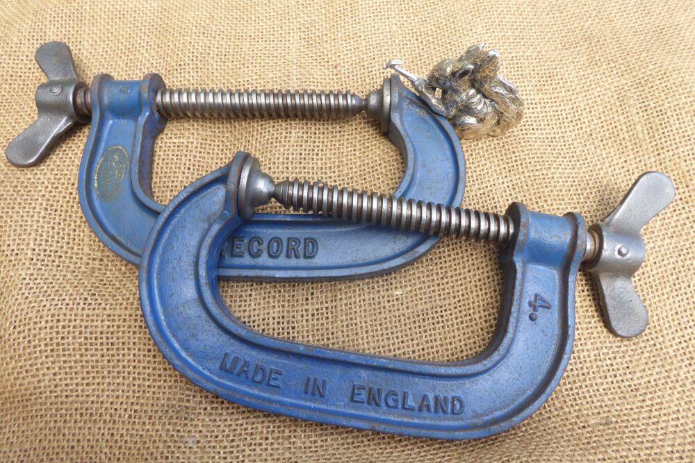 Pair Of Record 4" G Clamps / Cramps - Made In England