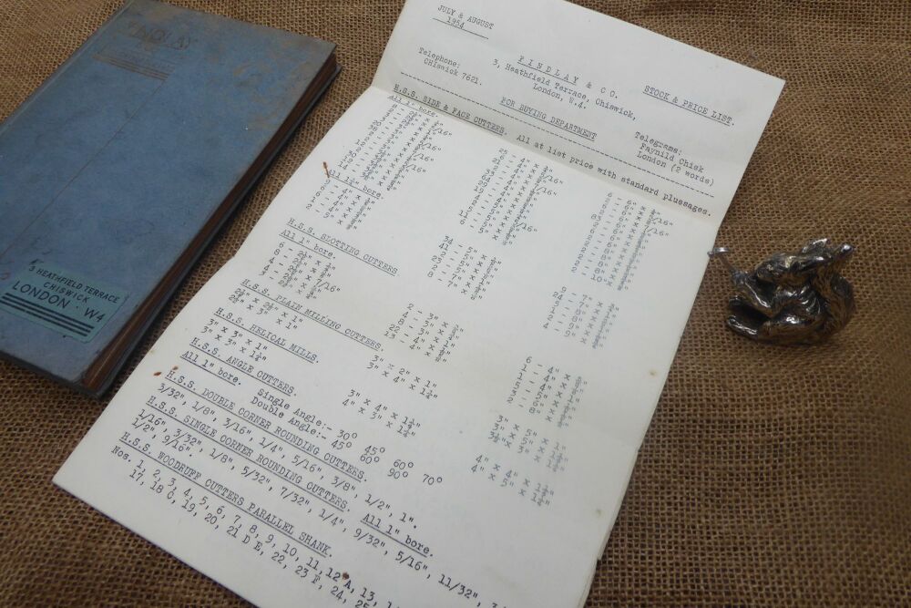 Findlay & Co. Tool Catalogue  4D 1952 With 1954 Price List