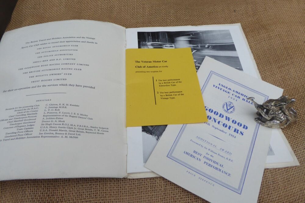 Anglo-American Vintage Car Rally 1954 Programme - Edinburgh To Goodwood