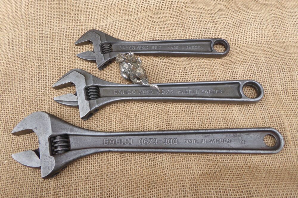 3 x Bahco Adjustable Spanners - 8", 10" & 12"