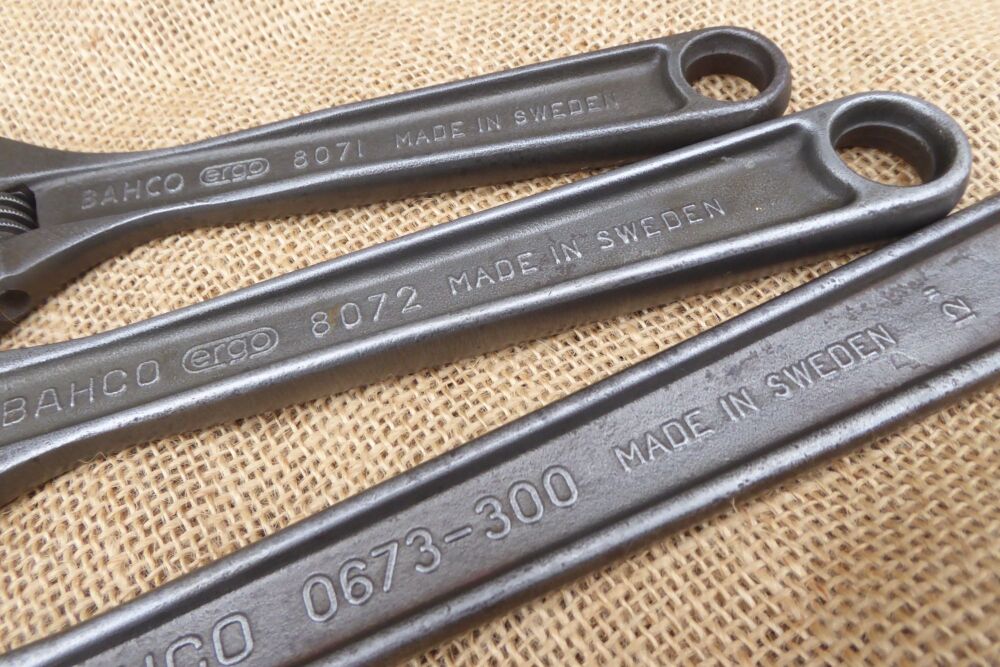 3 x Bahco Adjustable Spanners - 8", 10" & 12"