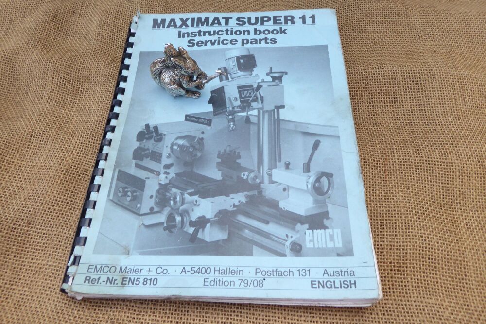 Maximat Super 11 Lathe Instruction Book / Service Parts - Well Used