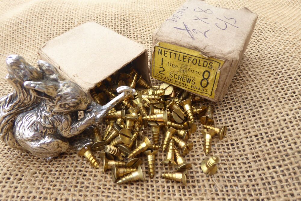 Box Of 164 Nettlefolds 1/2 - 8 Countersunk Head Brass Screws