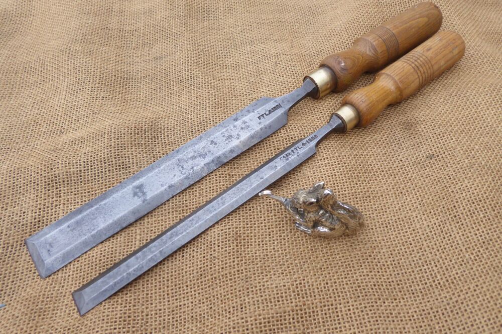 2 x F.T.L Bevel Edged Pairing Chisels - Broad Arrow Marked 1952 & 1961