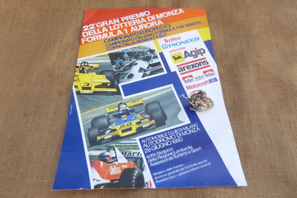Original 1980 Formula One Poster - 22 Gran Premio Della Lotteria Di Monza